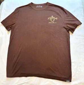 Eddie Bauer Mens Large brown tshirt with fish on back, logo on front - Picture 1 of 7