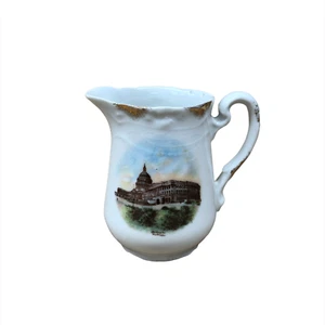 Antique Pitcher Creamer G.H.B.Co  “The Capital Washington” 4in X 5in 6oz Bavaria - Picture 1 of 5