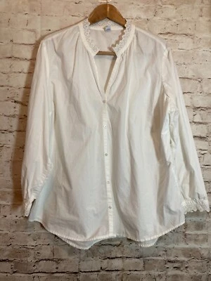 Old Navy Coquette Top Womens XXL White Eyelet Embroidered Trim Prairie Cottage - Image 1 of 4