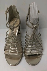 Vince Camuto Ariah Heeled Sandals, Metallic Gold, Women's 5.5 M NEW - Picture 1 of 10