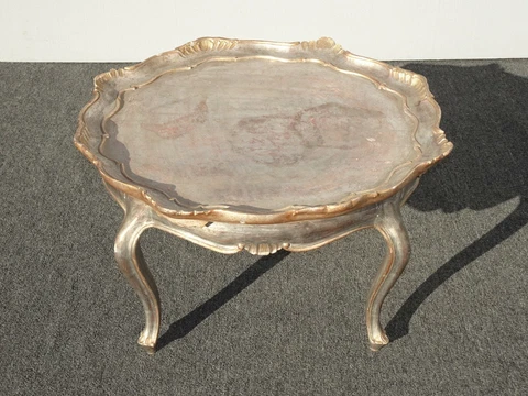 Vintage Italian French Scalloped Edge Silver Coffee Table Platter Made in Italy Cover