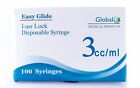 Global Medical Easy Glide 3cc LUER LOCK Syringes (Sterile) - QTY 1800 