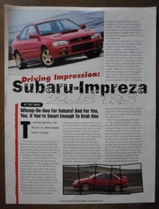 SUBARU IMPREZA 2.5 RS 1997 1998 USA Mkt Driving Impressions Leaflet Brochure - Picture 1 of 2