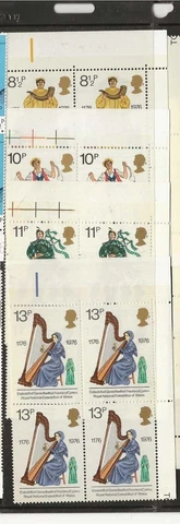 GREAT BRITAIN Plate Blocks...Sc# 790-93...Mint NH...1976...Culture...SCV $5.20++ Cover