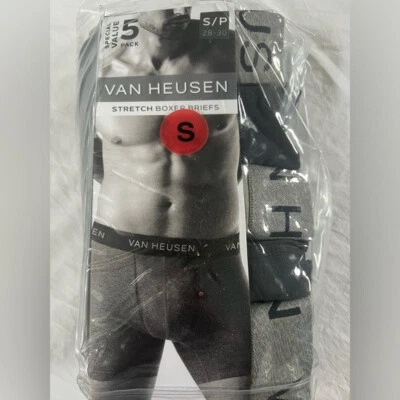 PACK DE 5 CALZONCILLOS BOXER ELÁSTICOS VAN HEUSEN VALUE PARA HOMBRE TALLA PEQUEÑA 28"-30" NUEVOS EN PACK Foto 1 de 4