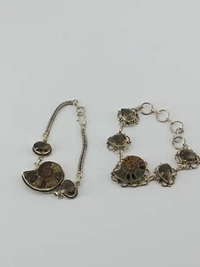 2 Sterling Silver Ammonite Bracelets - Picture 1 of 6