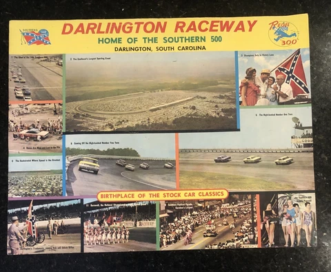 Vintage 1964 NASCAR Darlington Raceway Southern 500 Rebel 300 Poster Cover