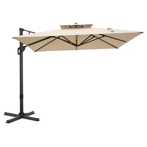 10ft Cantilever Patio Umbrella Outdoor Large Square Umbrellas with 360��Rotation - Picture 1 of 9