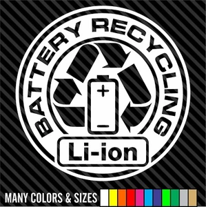 BATTERY RECYCLING Decal Sticker e-Cycle, Recycle, Trash, Planet - Size & Colors - Picture 1 of 15