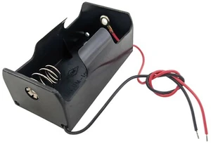 Single 'D' Cell Battery Holder with Wire Leads, Plastic Case (2.71"×1.45"×1.22") - Picture 1 of 3