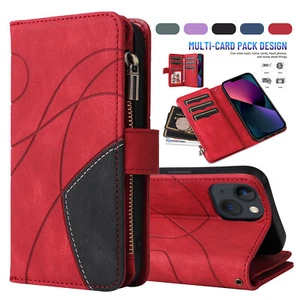 Zipper Wallet Leather Flip Case Cover For iPhone 16 15 14 13 12 11 XS XR 78 Plus - Picture 1 of 53