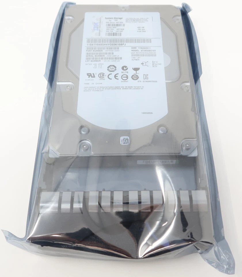 IBM 49Y1936 450GB SAS 15K RPM LFF Hard Drive 49Y1900 49Y1927 - Image 1 of 1