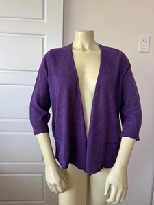 Eileen Fisher Linen Cotton Purple Open Front Cardigan Petite Medium PL - Picture 1 of 8
