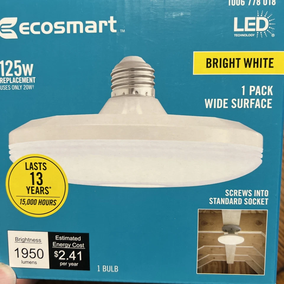 EcoSmart 11UFO125WULND01 125W 等效宽表面 LED 灯泡 1Pk 全新 — 第 1/4 张图片