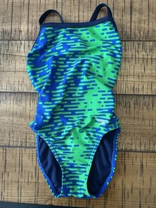 Speedo Girls' Blue/Green One-Piece Swimsuit Size 8/24 YTH - Picture 1 of 1