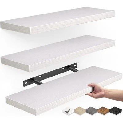 Rustic Wall Mounted Shelves 3 Tier Storage Shelves Easy Installation Heavy Duty - Image 1 of 4