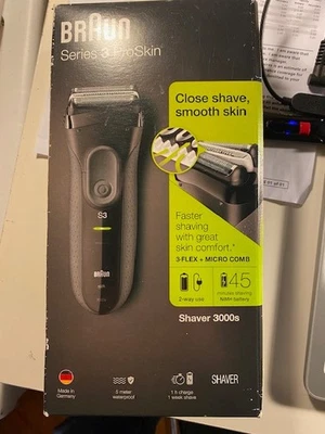 Barbeador Elétrico Masculino Recarregável Braun Series 3 ProSkin 3000s - Preto - Imagem 1 de 4