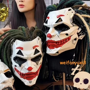 Joker Full Face Masks Resin Cosplay Props w/Dreadlocks Punk Style Accessories - Picture 1 of 24