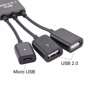3 in1 3 Port USB-c Type-c 3.1 Male to USB 2.0 OTG HUB Adapter Cable Conve'DB - Picture 1 of 4