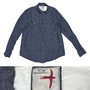 Relwen Linen Long Sleeve Workshirt Men’s Size 2X In Blue - Picture 1 of 5