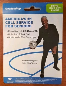 Freedom Pop Bring Your  Phone $5 Plans Unlimited Call 5G Nationwide Dr J - Picture 1 of 9