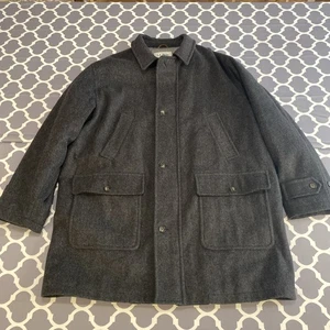 LL BEAN WOOL TALL Zip/Button MEN’s Size XLT Dark GRAY Lined Coat - Picture 1 of 12