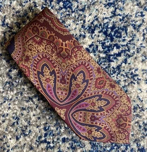Ralph Lauren Purple Label Krawatte dunkelblau burgund grün camel Paisley Italy - Bild 1 von 4