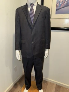 Vintage J Press Suit 44R Gray  Wool Pinstripes 3/2 Roll “Parker” MINT!! - Picture 1 of 24