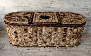 Wicker Three 3 Compartment Bathroom Storage Caddy - Picture 1 of 14