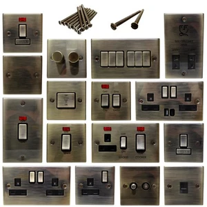 Antique Brass Screws Switch Socket USB Dimmer Fused Spur Cooker Shaver - Choose - Picture 1 of 81