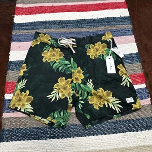 NEW Pacsun Modern Amusement Mens 38 Black Floral Swim Trunks Board Shorts NWT - Picture 1 of 6