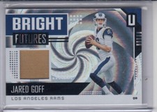 JARED GOFF 2018 Unparalleled Bright Futures Memorabilia Prime Whirl 18/50 Rams