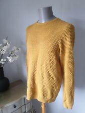 KIN mustard yellow waffle knit smart jumper sweater pullover size L Slim Fit NEW