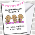Arrival Baby Girl Triplet Daughters Brown Skinned New Baby Customised Card