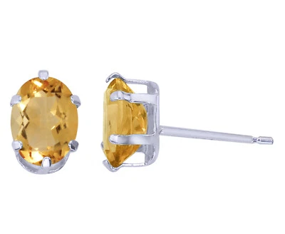 Aretes de plata de ley ovalados de citrino Foto 1 de 2