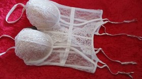 ANN SUMMERS UNDERWIRED WHITE/NUDE BASQUE SUSPENDER "FIERCELY SEXY 12/14 D-E NWT
