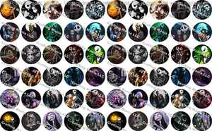 60 Tappi Bottiglia Pretagliati 1" Nightmare Before Christmas Immagini Set 3 - Foto 1 di 1