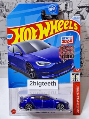 2024 Hot Wheels Tesla Modelo S Cuadros Azul Cuarto de Milla Héroes JUEGO SELLADO DE FÁBRICA Foto 1 de 4