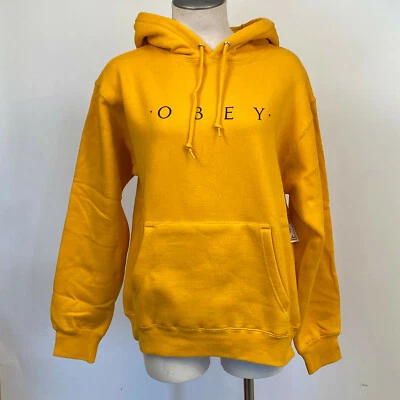 Obey Women's Box Hoodie Sweatshirt Novel Obey New Gold Size S NWT Shepard Fairey - Image 1 of 2