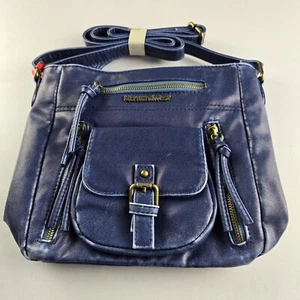 Montana West Crossbody Shoulder Bag Multi Pocket Soft Washed Leather Blue - Picture 1 of 6