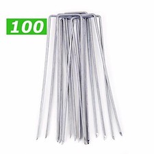 GardenPrime 100x Galvanised Garden Pegs for Securing Membrane, Weed Control