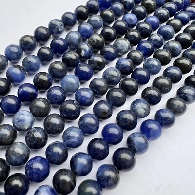 Echte Sodalith Edelstein 4 6 8mm Perlen 38cm Strang für Schmuckherstellung - Bild 1 von 4