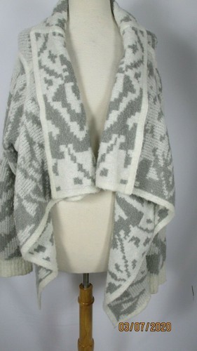 OFF WHITE Cappotto maglione Prana grigio panna L caldo accogliente