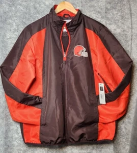 NWT NFL Team Apparel Cleveland Browns Medium 1/4 Zip-Up Windbreaker Jacket - Picture 1 of 7