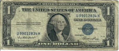 1935E 1$ Silver Certificate - Blue Seal, No Motto - IBP/GMH U99012834H - #13478 - Image 1 of 2