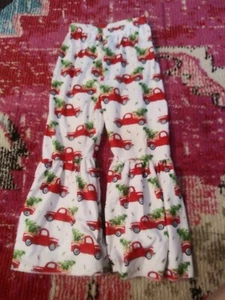 Guc Christmas holiday red truck legging pants ruffle hem girls size 2t dog tree - Picture 1 of 2