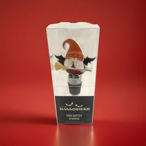 Tapón de botella de vino de Halloween gnomo murciélago bruja con sombrero y escoba tapón de licor - Imagen 1 de 5