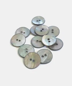 24 Buttons Light Gray Iridescent Natural Real Shell 2-Hole Sew Sewing 20 mm SH9 - Picture 1 of 5