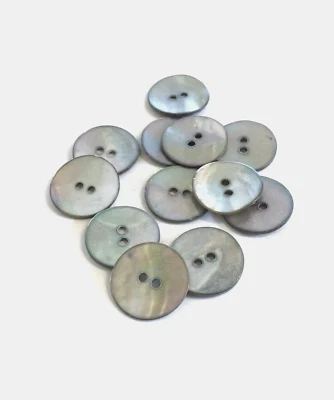 12 Buttons Light Gray Iridescent Natural Real Shell 2-Hole Sew Sewing 20 mm SH9 - Image 1 of 4