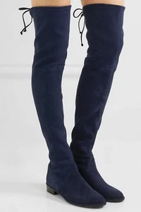 NEW Stuart Weitzman Suede LowLand Over-the-knee Boot Shoe-Small Feet, Navy, US 4 - Picture 1 of 20